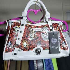 Ed Hardy Red and White Women's Bag